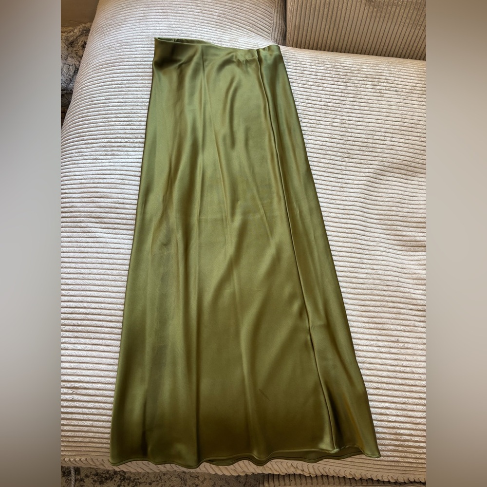 Zara Olive Satin Skirt